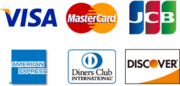 VISA,MasterCard,JCB,AMERICAN EXPRESS,DinersClub,DISCOVERなど各種クレジットカード決済可能